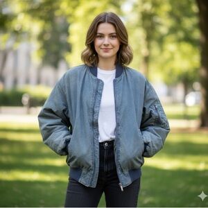 BDG Urban Outfitters Sz S Blue Relaxed Bomber Jacket